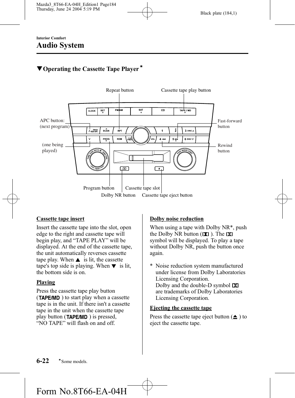 Audio system | Mazda 2005 3 4-DOOR User Manual | Page 184 / 322