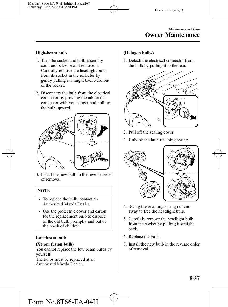 Owner maintenance | Mazda 2005 3 4-DOOR User Manual | Page 267 / 322