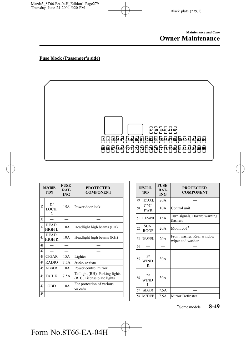 Owner maintenance | Mazda 2005 3 4-DOOR User Manual | Page 279 / 322