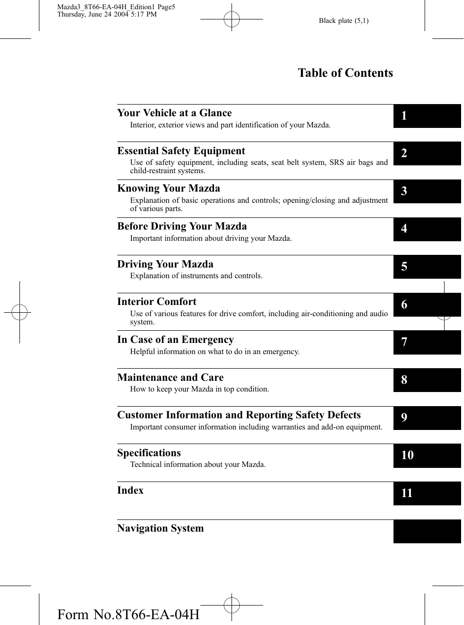 Mazda 2005 3 4-DOOR User Manual | Page 5 / 322