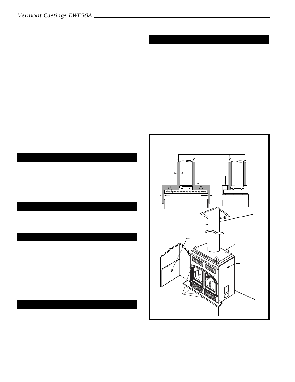 Vermont castings ewf36a, Install top housing or termination, Installing chimney in a chase | Finishing, Finish wall | Majestic Appliances EWF36A User Manual | Page 14 / 30