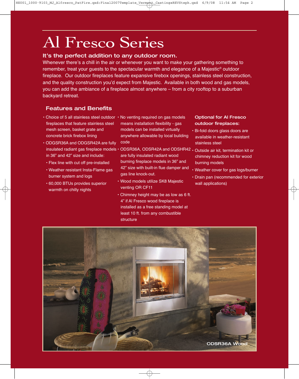 Al fresco series | Majestic Appliances ODSHR42 User Manual | Page 2 / 4