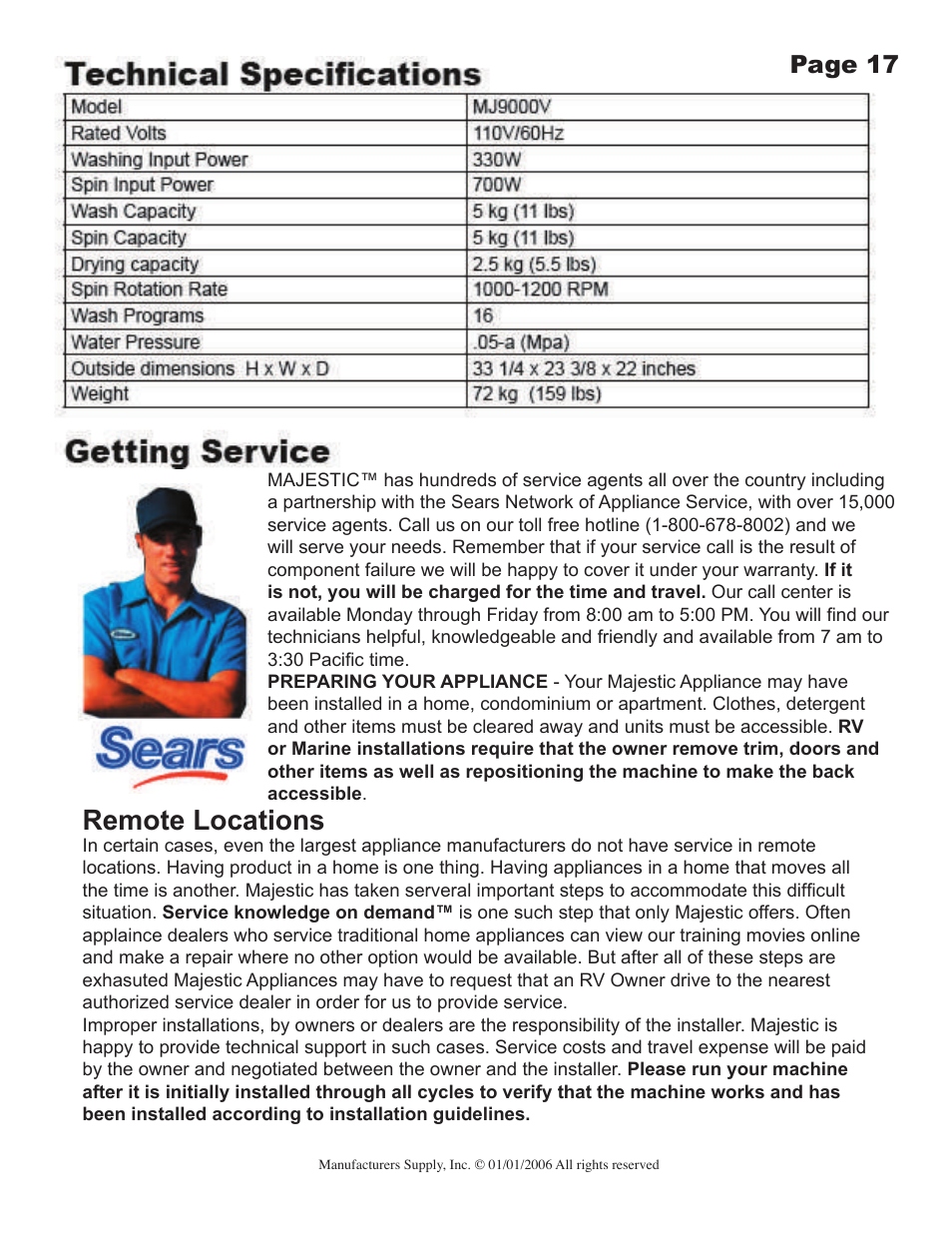 Remote locations, Page 17 | Majestic Appliances MJ-9900 User Manual | Page 17 / 19