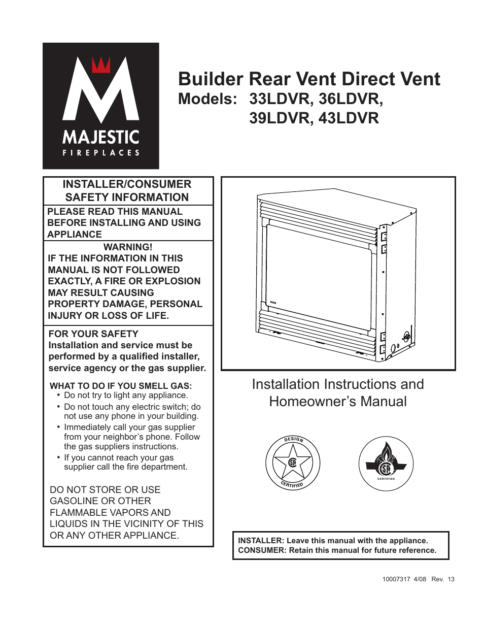 Majestic Appliances LDVR1 User Manual | 44 pages