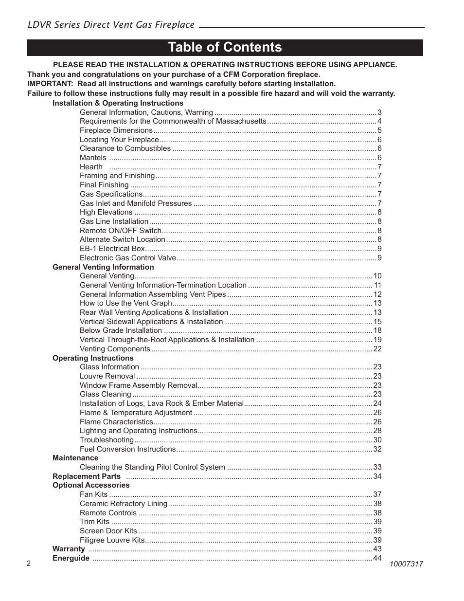 Majestic Appliances LDVR1 User Manual | Page 2 / 44