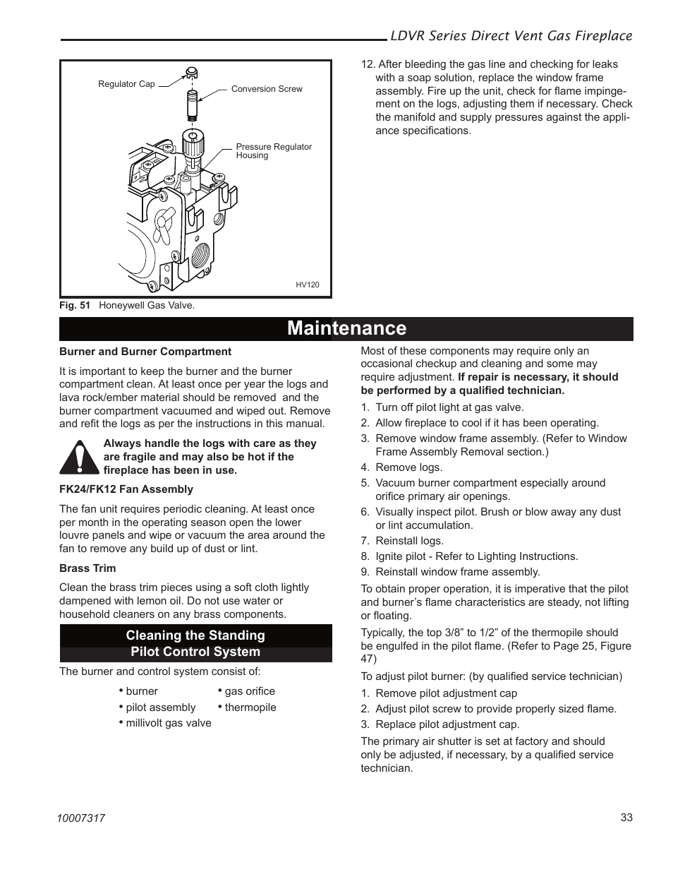Maintenance | Majestic Appliances LDVR1 User Manual | Page 33 / 44