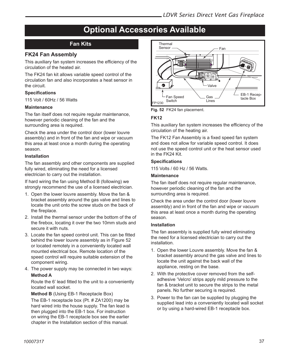Optional accessories available | Majestic Appliances LDVR1 User Manual | Page 37 / 44
