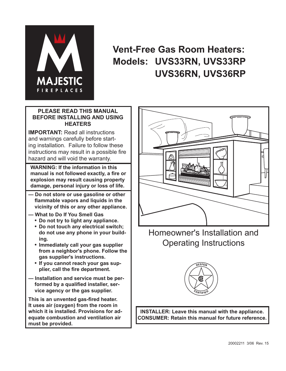 Majestic Appliances UVS33RN User Manual | 24 pages