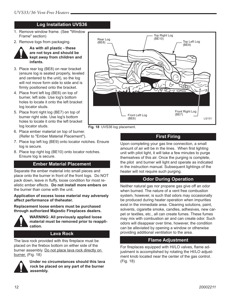 Majestic Appliances UVS33RN User Manual | Page 12 / 24