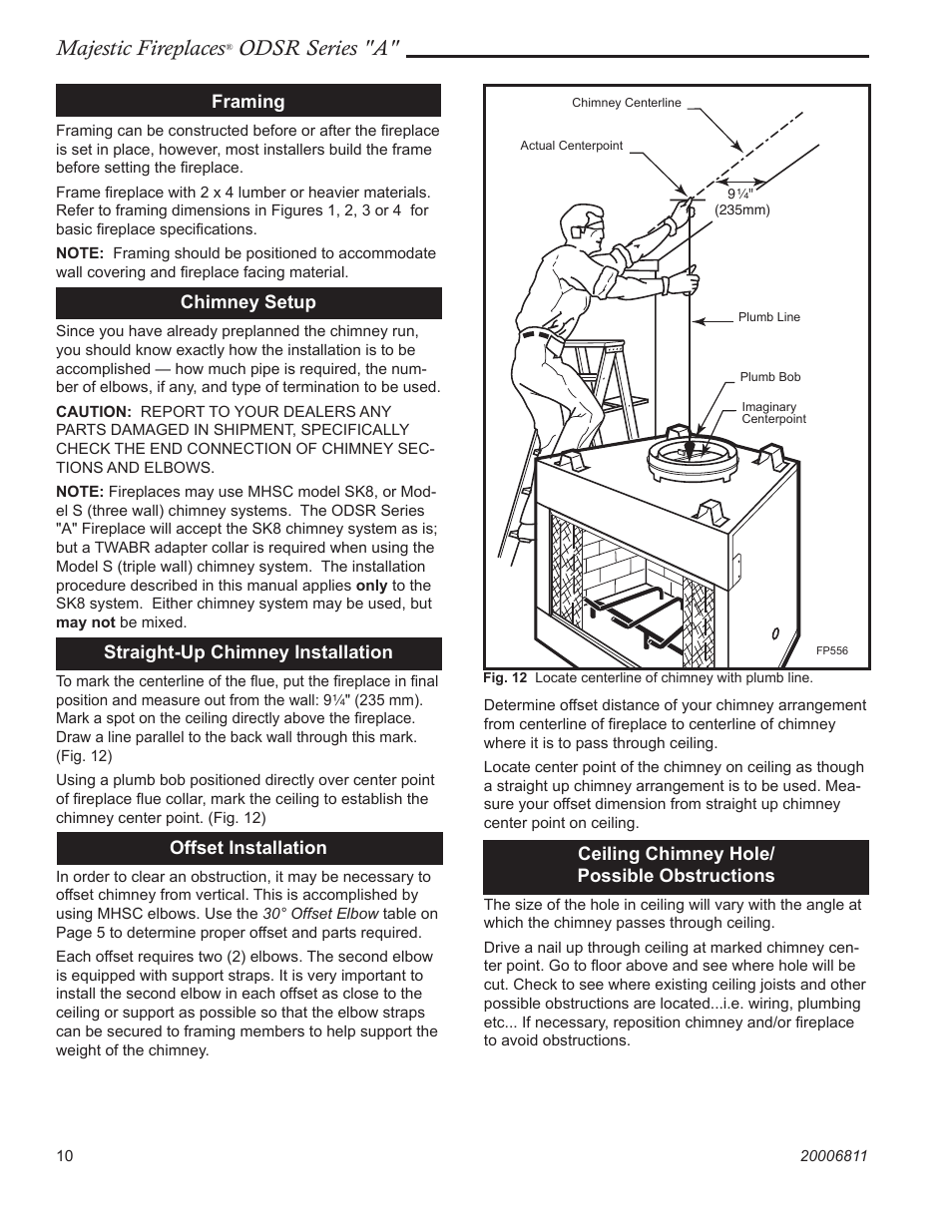 Majestic fireplaces, Odsr series "a | Majestic Appliances Al Fresco Series ODSR42A User Manual | Page 10 / 24