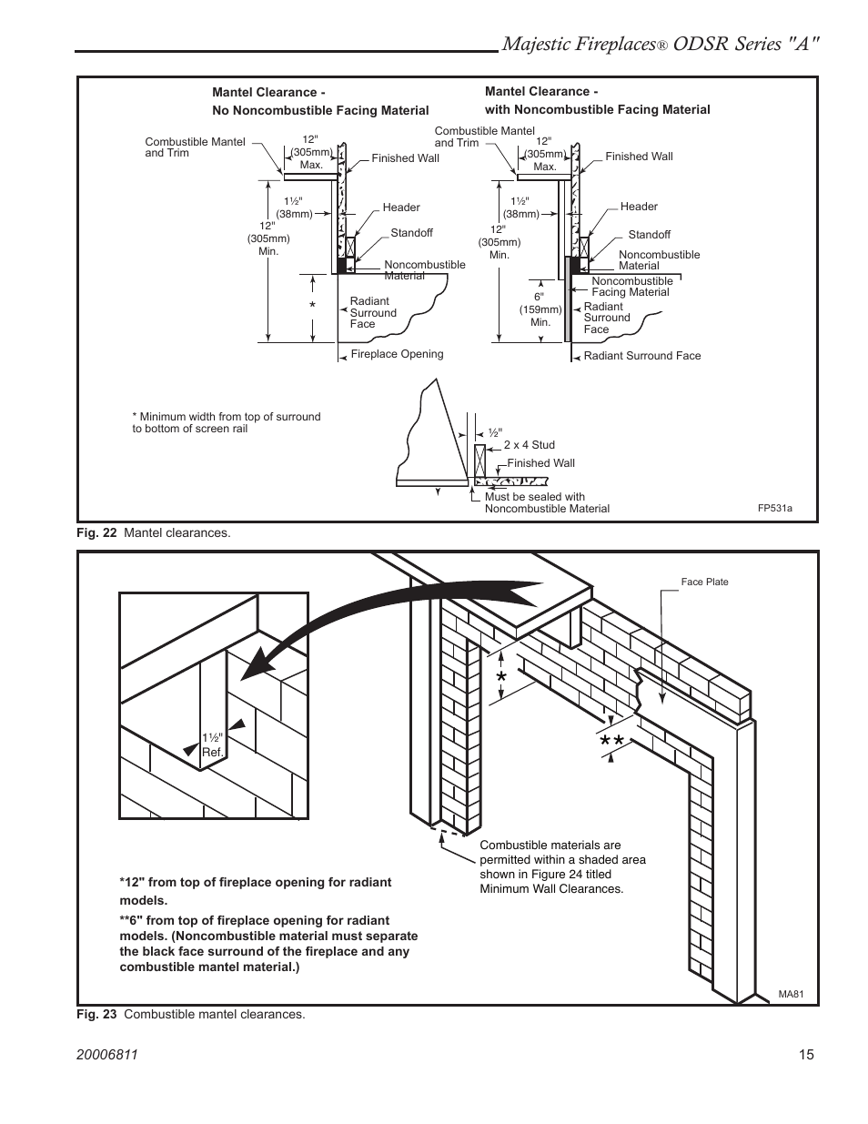 Majestic fireplaces, Odsr series "a | Majestic Appliances Al Fresco Series ODSR42A User Manual | Page 15 / 24