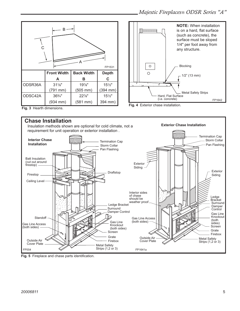 Majestic fireplaces, Odsr series "a, Chase installation | Majestic Appliances Al Fresco Series ODSR42A User Manual | Page 5 / 24