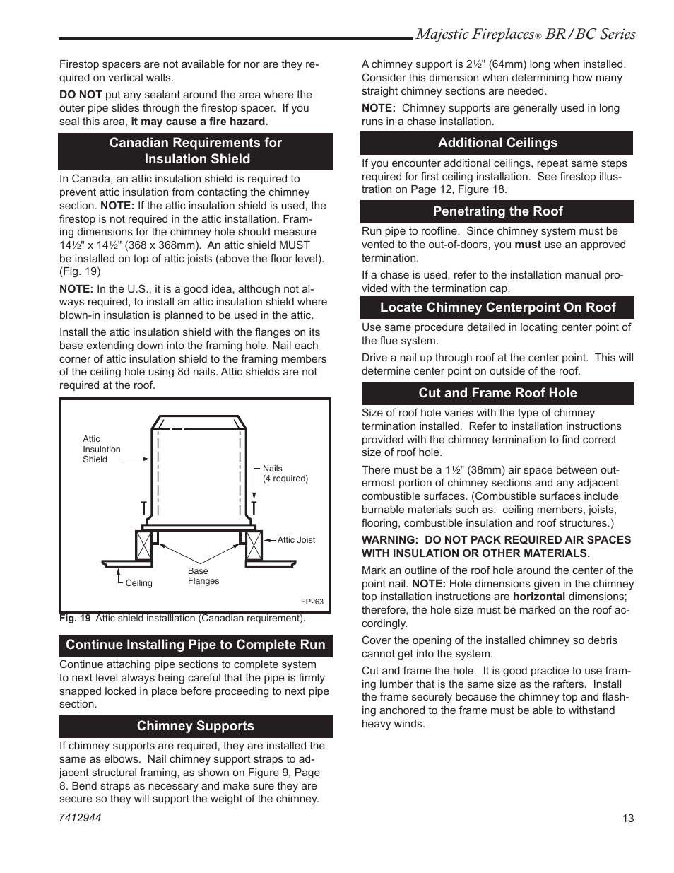 Majestic fireplaces, Br/bc series | Majestic Appliances BC42 User Manual | Page 13 / 24