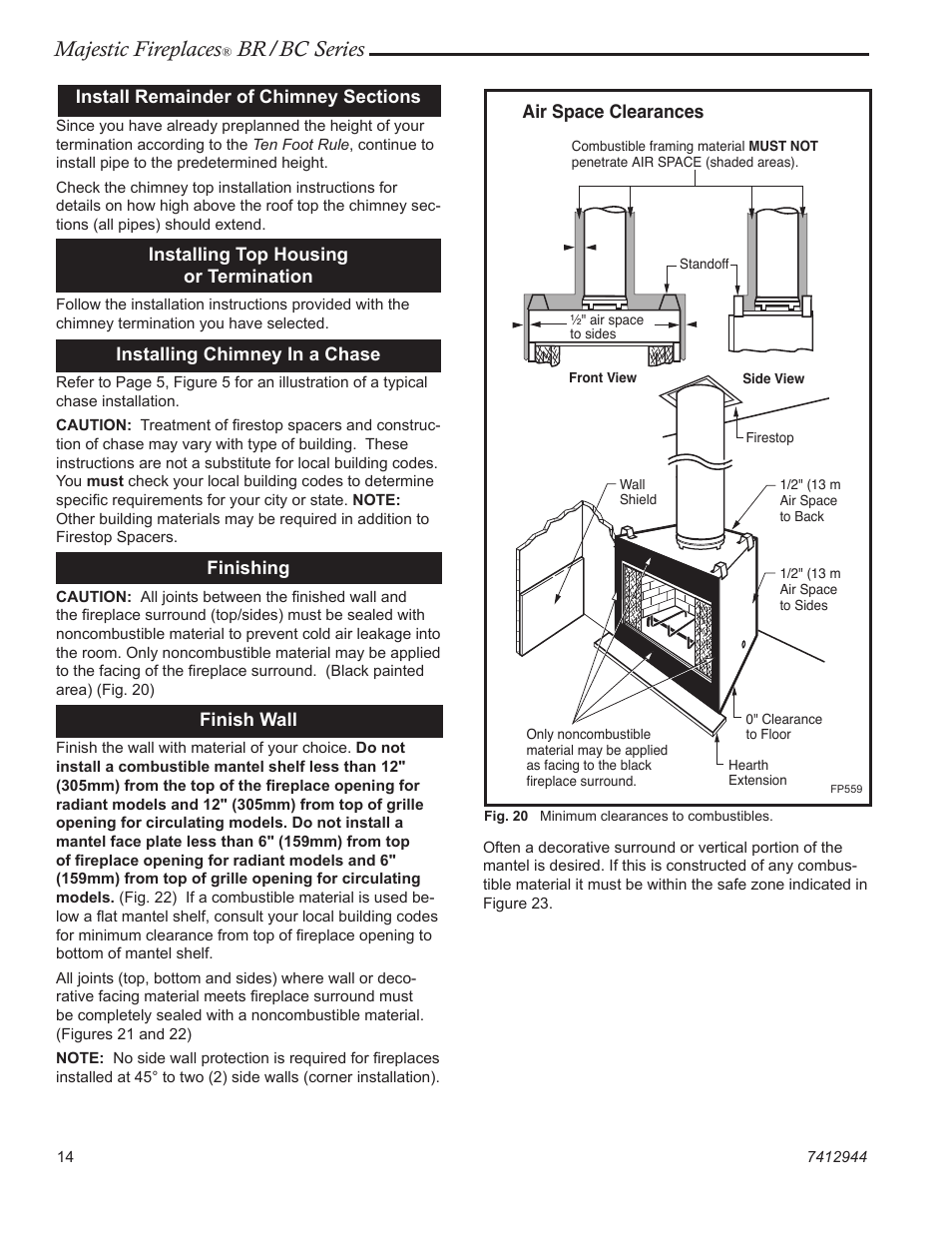 Majestic fireplaces, Br/bc series | Majestic Appliances BC42 User Manual | Page 14 / 24