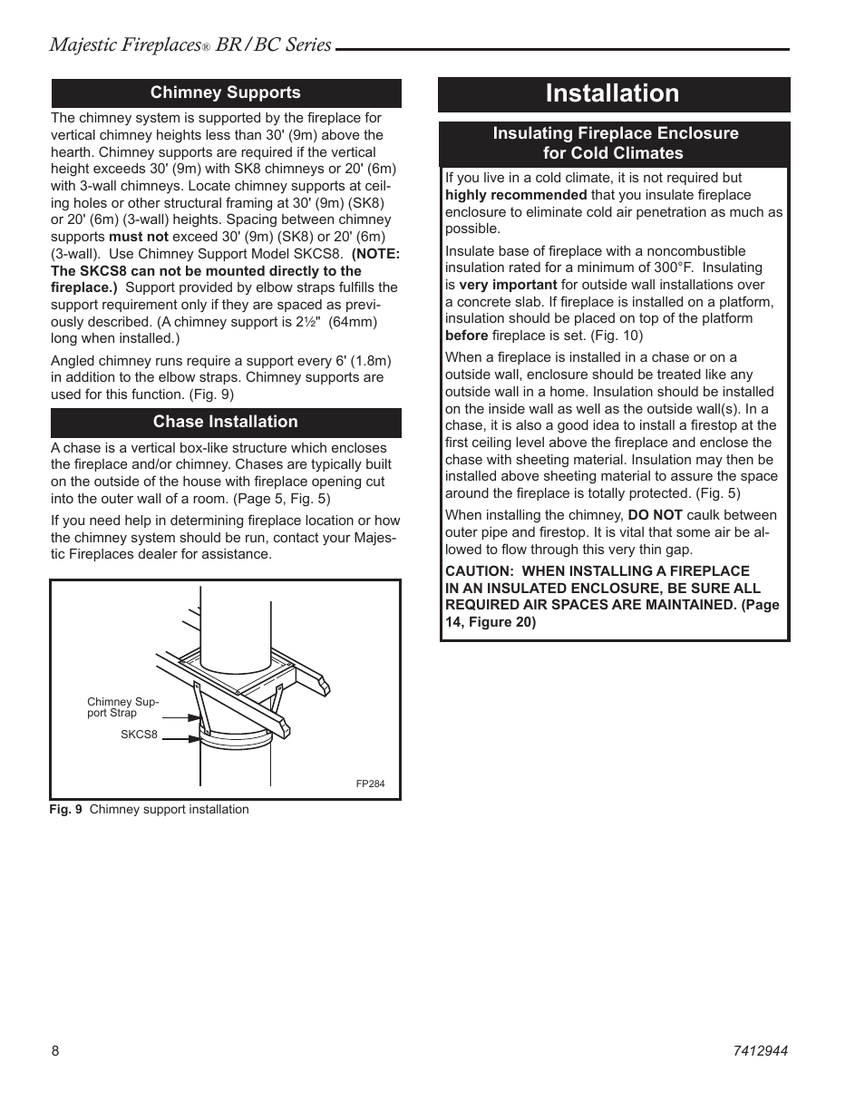 Installation, Majestic fireplaces, Br/bc series | Majestic Appliances BC42 User Manual | Page 8 / 24