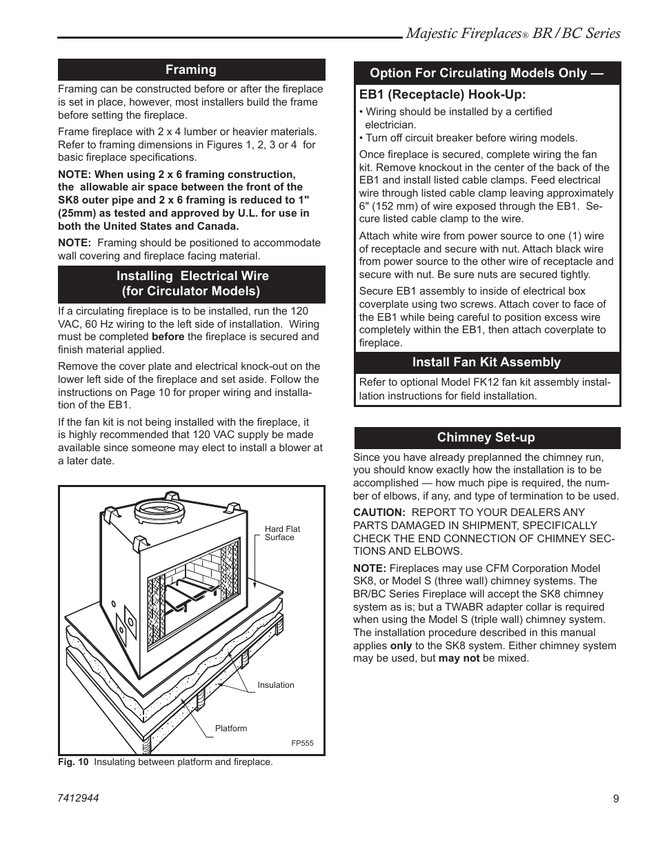Majestic fireplaces, Br/bc series | Majestic Appliances BC42 User Manual | Page 9 / 24
