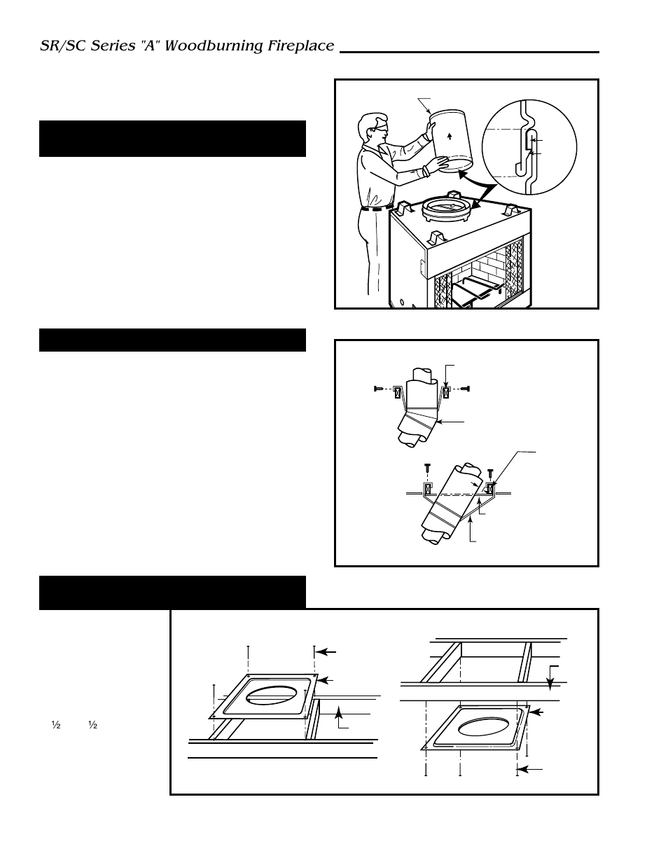 Sr/sc series "a" woodburning fireplace, Installing the firestop spacer in the ceiling hole, Proper firestop spacer installation | Canadian requirements for insulation shield | Majestic Appliances SC42A User Manual | Page 12 / 24