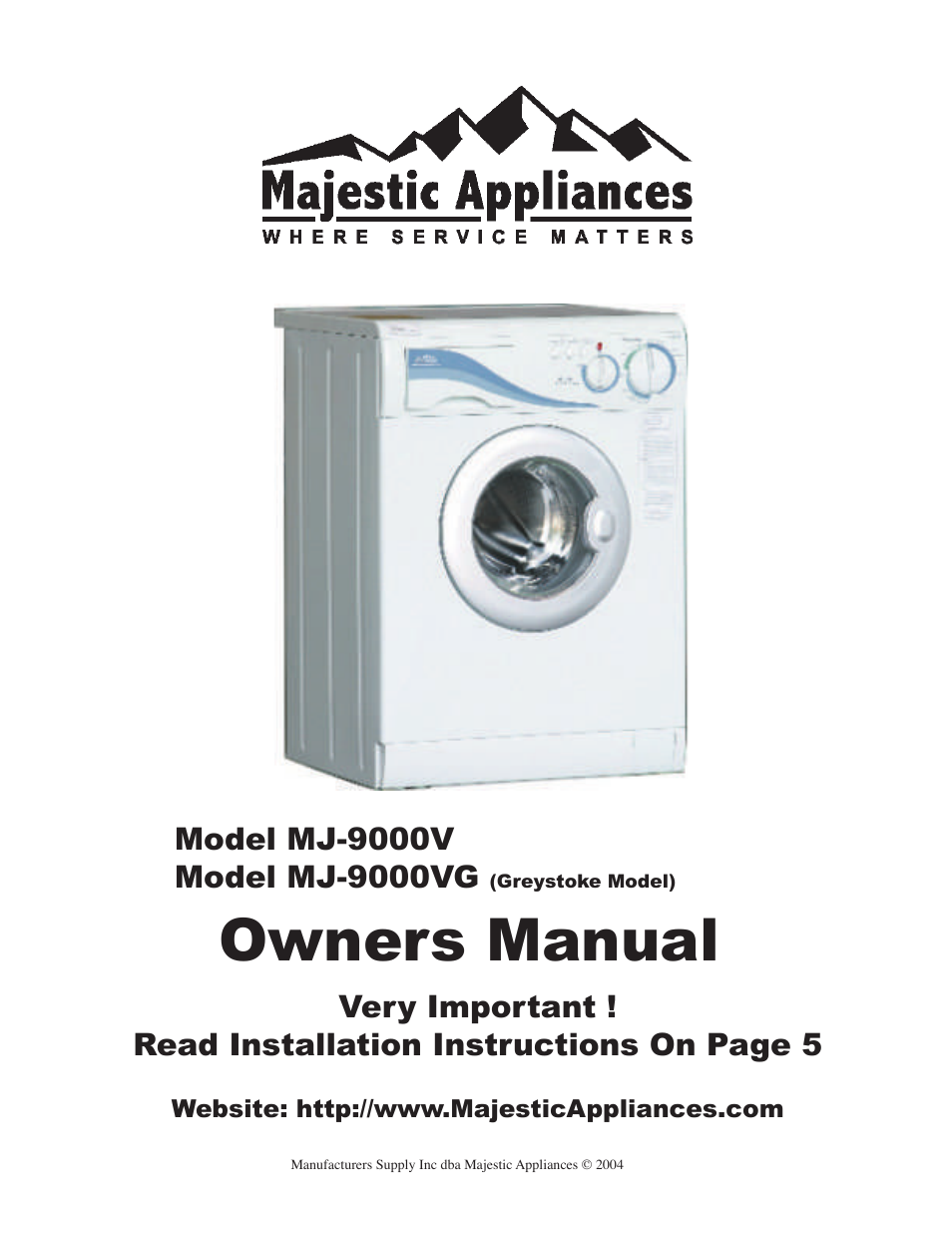 Majestic Appliances MJ-9000VG User Manual | 18 pages