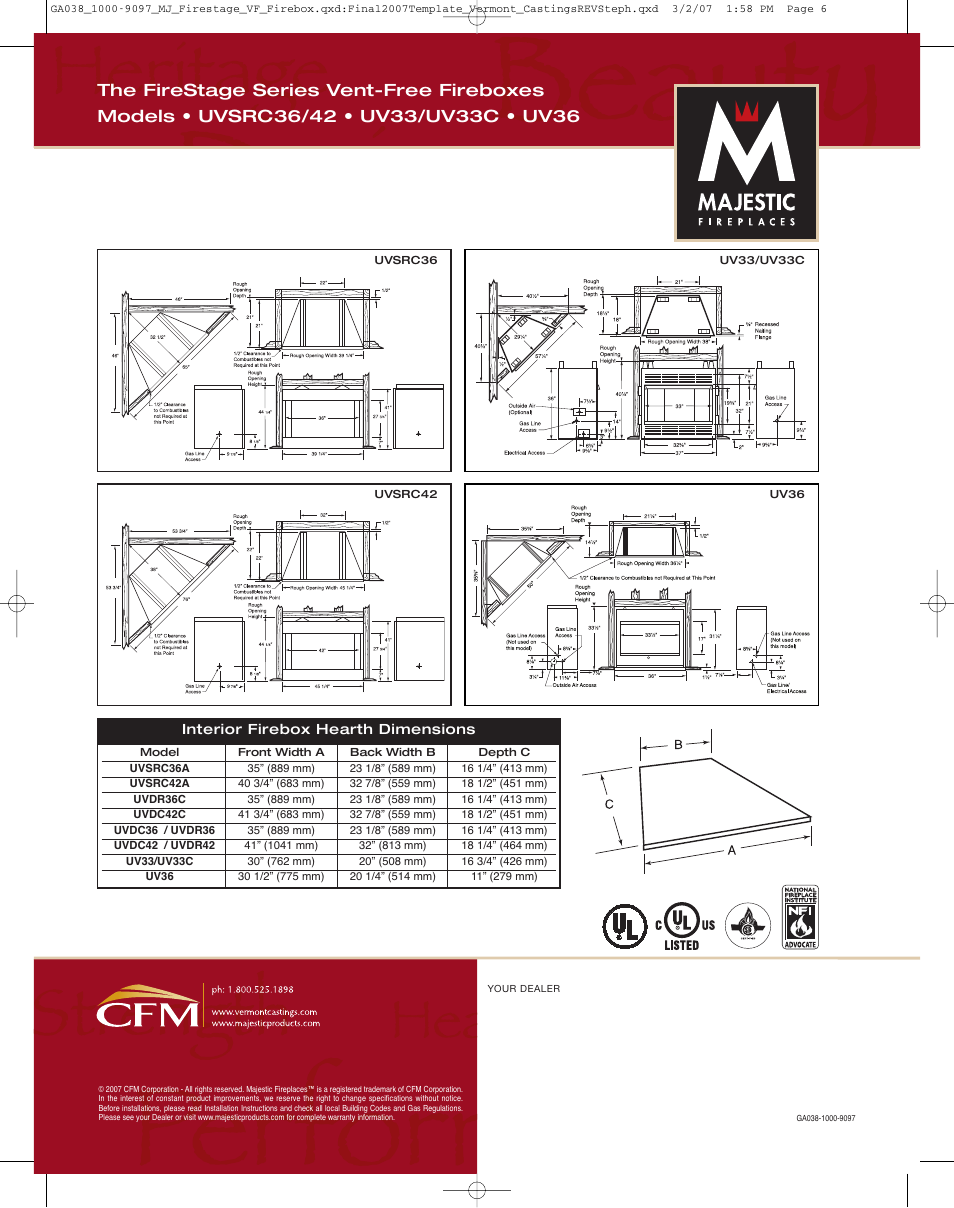 Majestic Appliances FireStage Series User Manual | Page 6 / 6