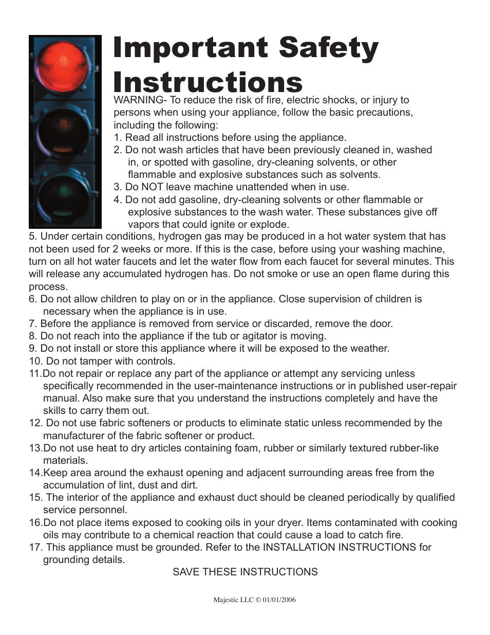 Important safety instructions | Majestic Appliances MJ-9000V User Manual | Page 2 / 20