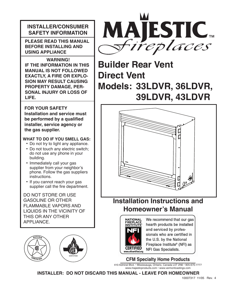 Majestic Appliances 36LDVR User Manual | 40 pages