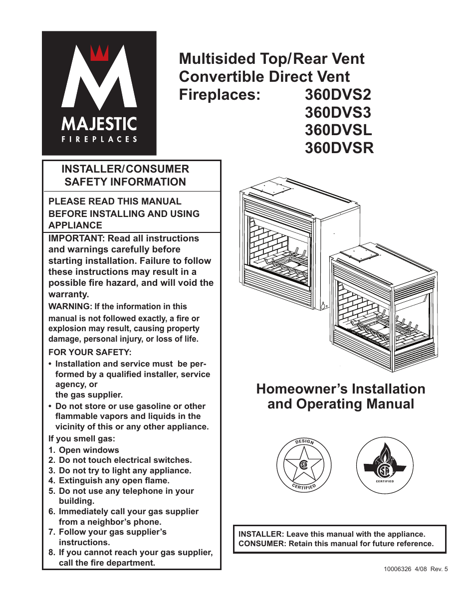Majestic Appliances 360DVS3 User Manual | 44 pages