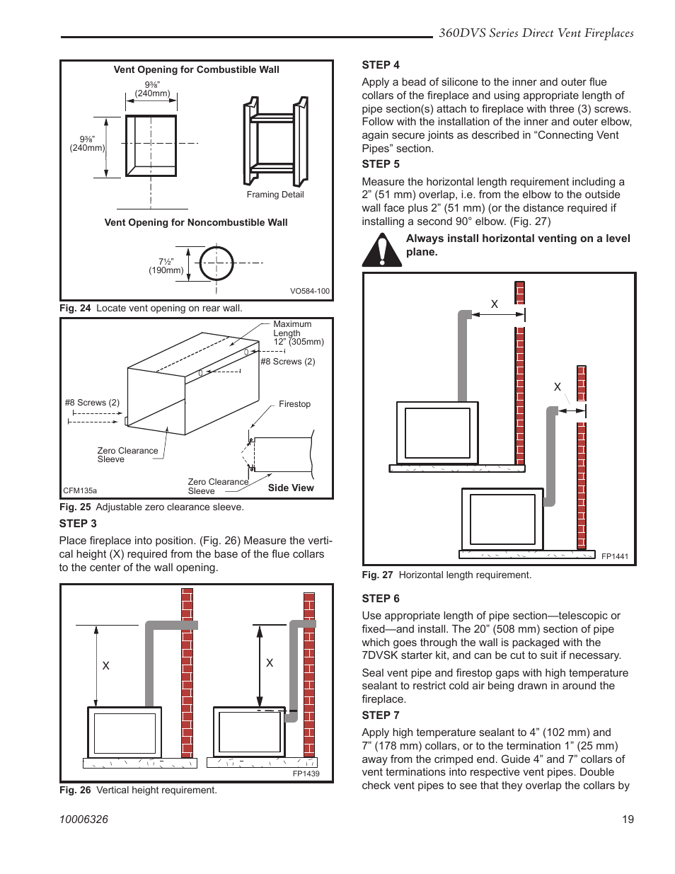 360dvs series direct vent fireplaces | Majestic Appliances 360DVS3 User Manual | Page 19 / 44