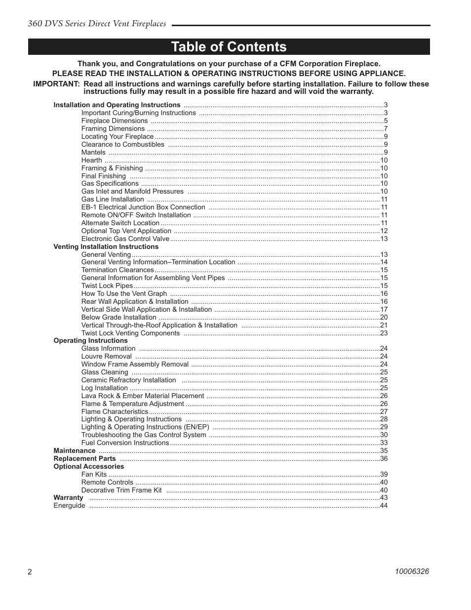 Majestic Appliances 360DVS3 User Manual | Page 2 / 44