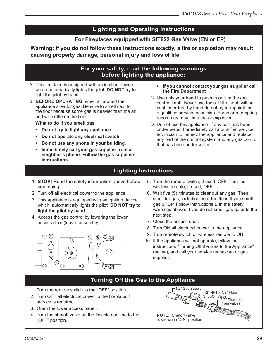 360dvs series direct vent fireplaces, Lighting and operating instructions | Majestic Appliances 360DVS3 User Manual | Page 29 / 44