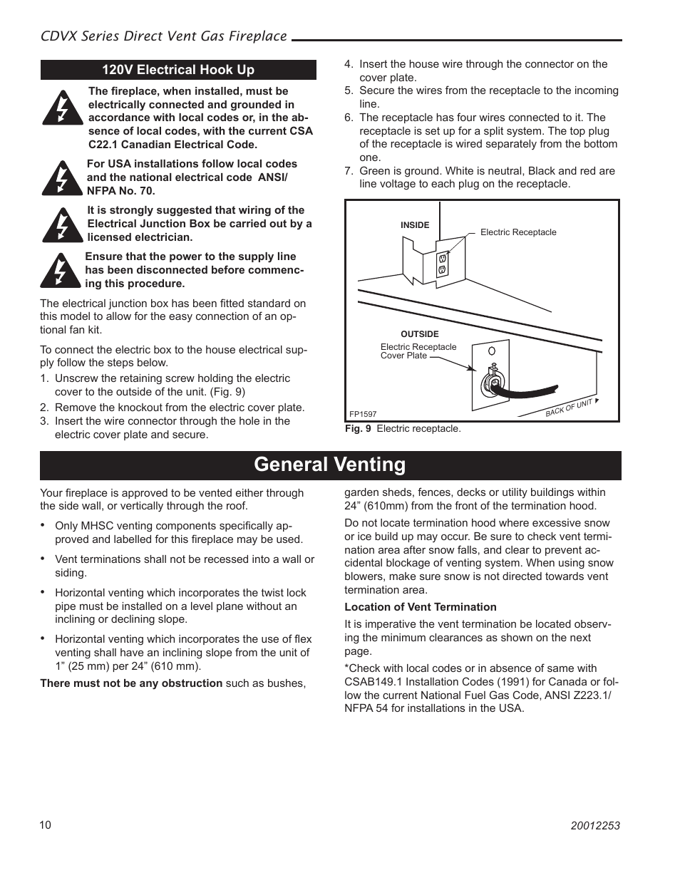 General venting | Majestic Appliances Builder Direct Vent 36CDVXTRN User Manual | Page 10 / 44
