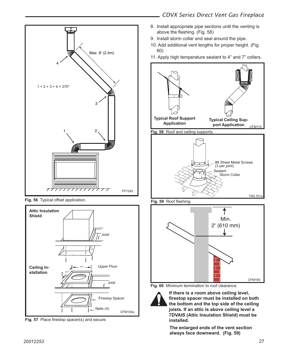 Cdvx series direct vent gas fireplace, Min. 2' (610 mm) | Majestic Appliances Builder Direct Vent 36CDVXTRN User Manual | Page 27 / 44