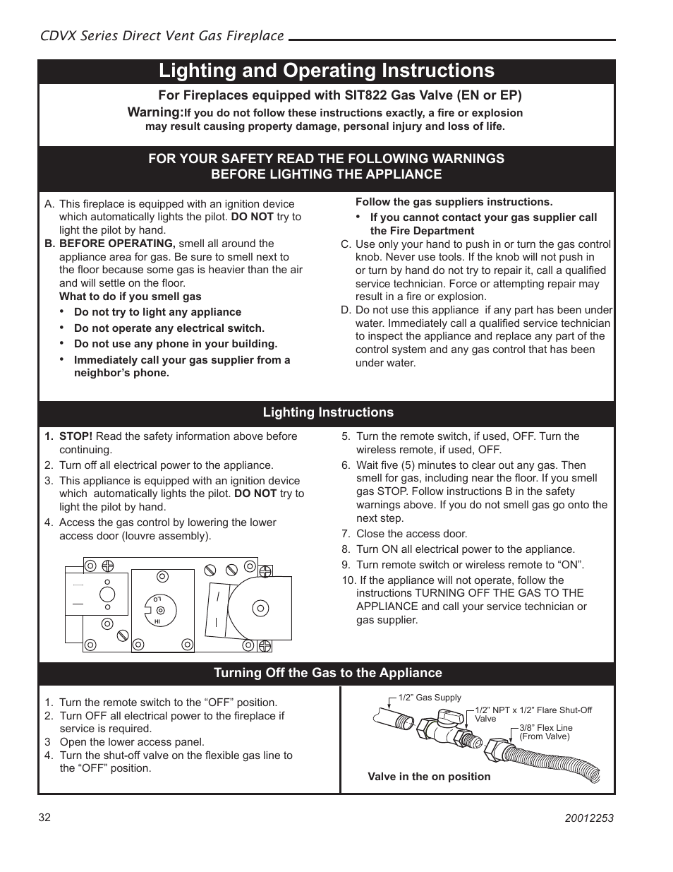 Lighting and operating instructions | Majestic Appliances Builder Direct Vent 36CDVXTRN User Manual | Page 32 / 44