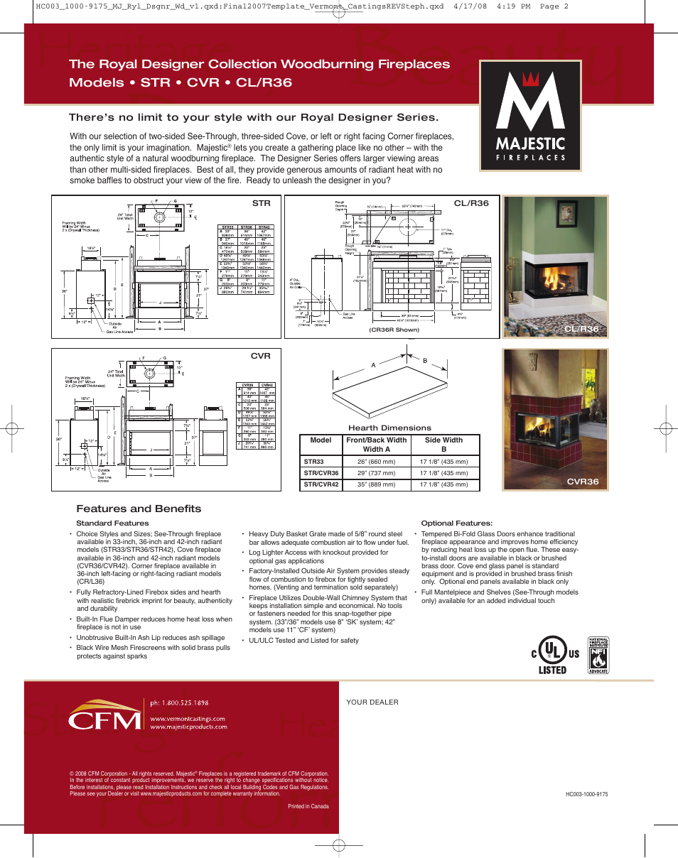 Majestic Appliances Royal Designer Collection CL/R36 User Manual | Page 2 / 2
