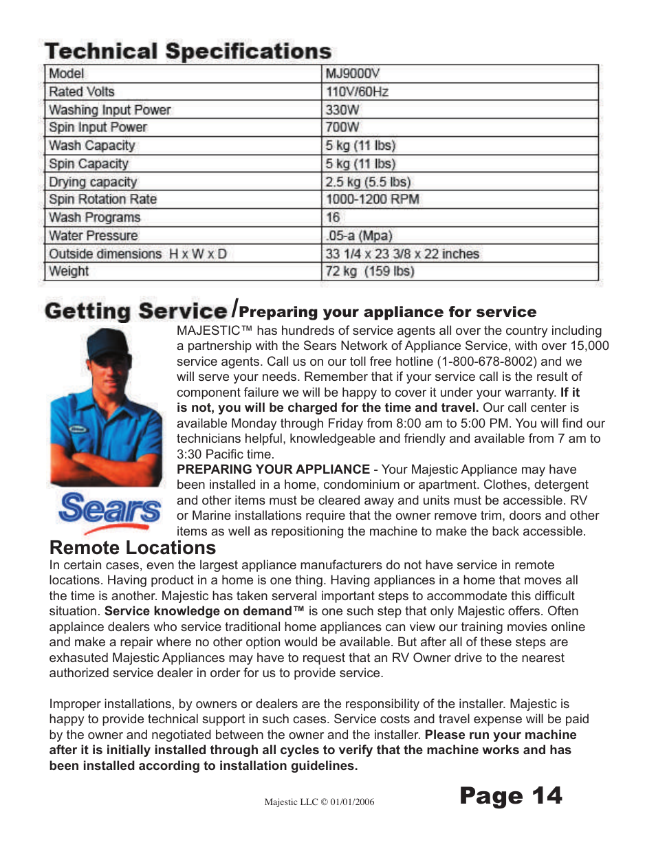 Page 14, Remote locations | Majestic Appliances MJ-9200D User Manual | Page 13 / 15