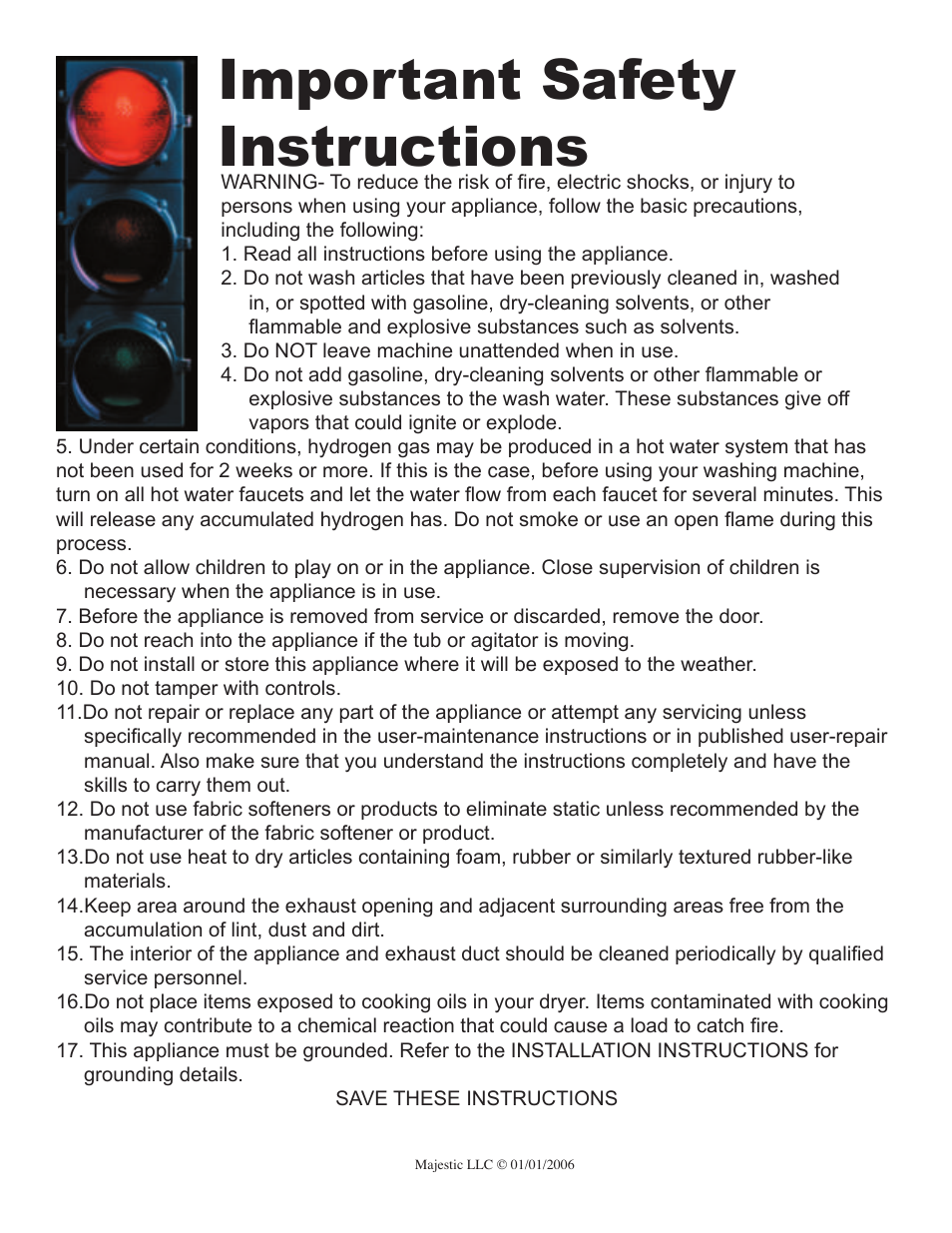 Important safety instructions | Majestic Appliances MJ-9200D User Manual | Page 2 / 15
