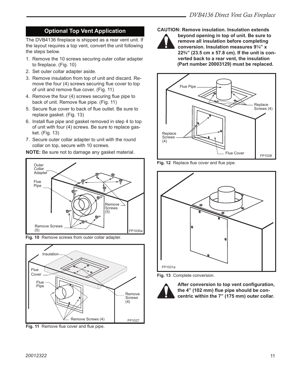 Dvb4136 direct vent gas fireplace, Optional top vent application | Majestic Appliances DVB4136 User Manual | Page 11 / 52