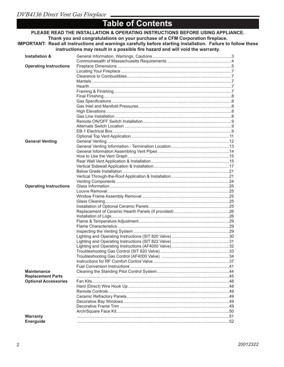 Majestic Appliances DVB4136 User Manual | Page 2 / 52