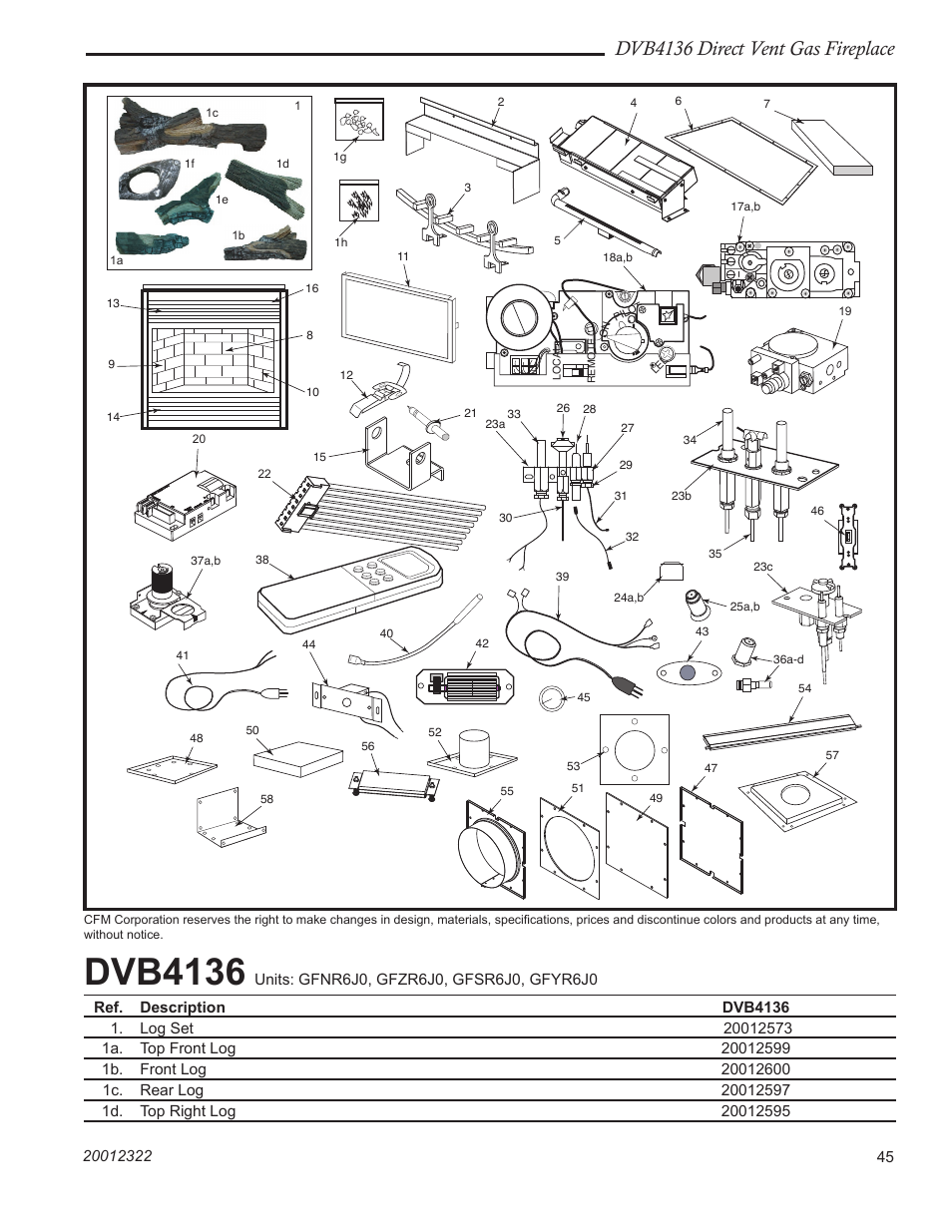 Dvb4136, Dvb4136 direct vent gas fireplace | Majestic Appliances DVB4136 User Manual | Page 45 / 52