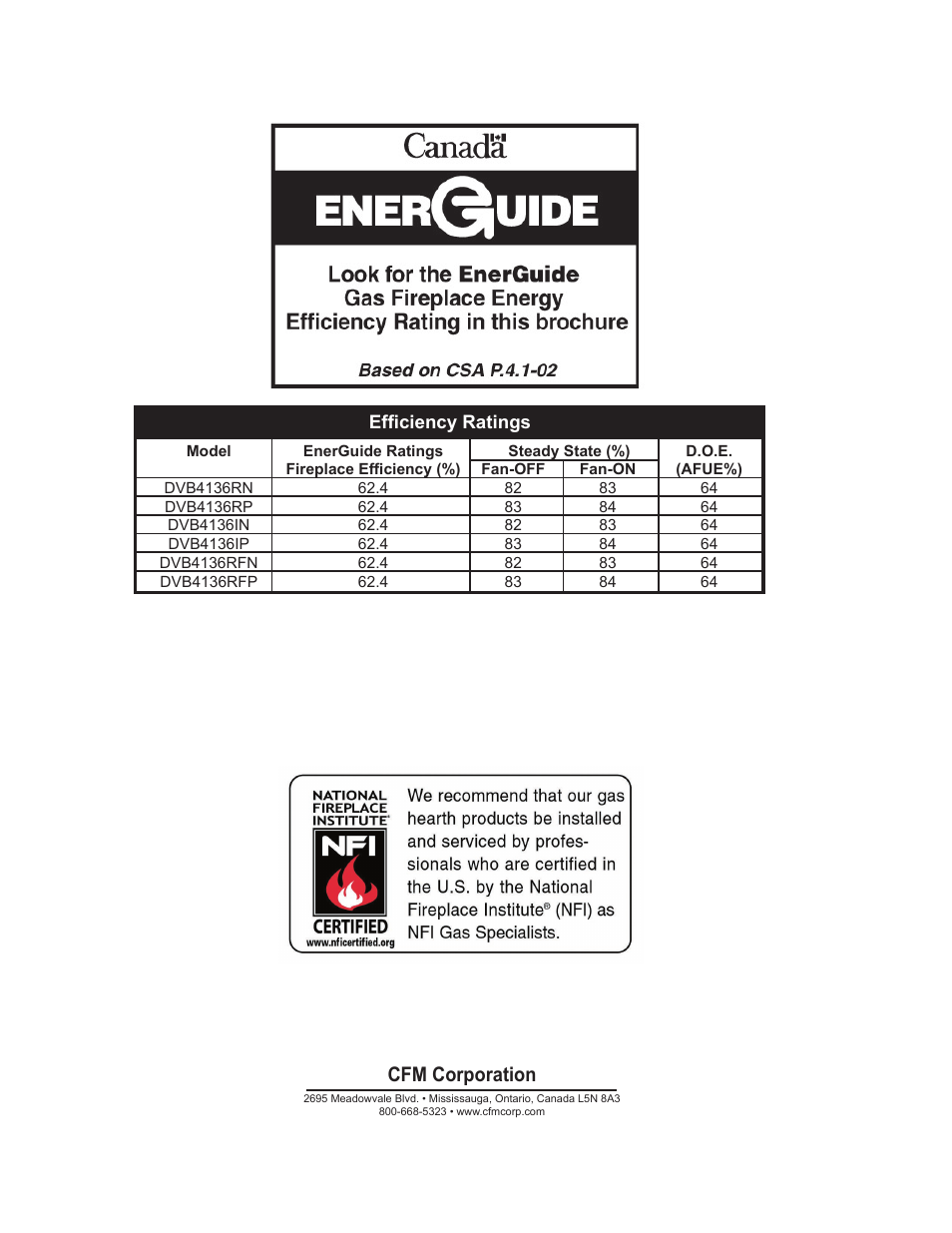 Cfm corporation | Majestic Appliances DVB4136 User Manual | Page 52 / 52