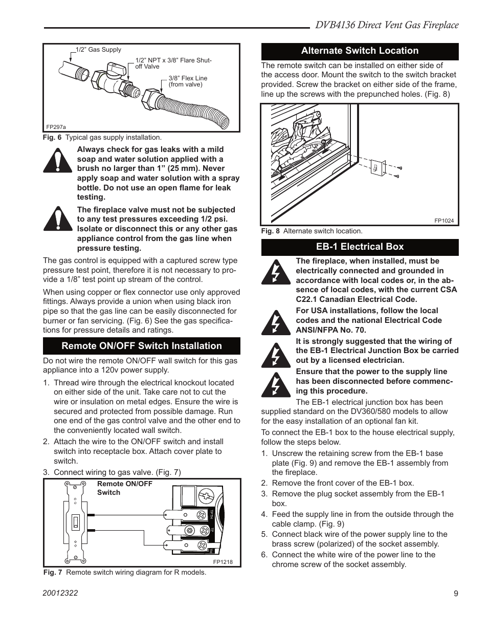 Dvb4136 direct vent gas fireplace | Majestic Appliances DVB4136 User Manual | Page 9 / 52