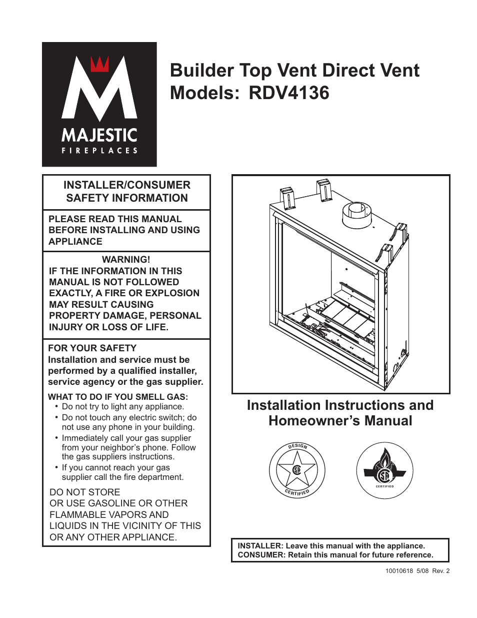 Majestic Appliances RDV4136 User Manual | 40 pages