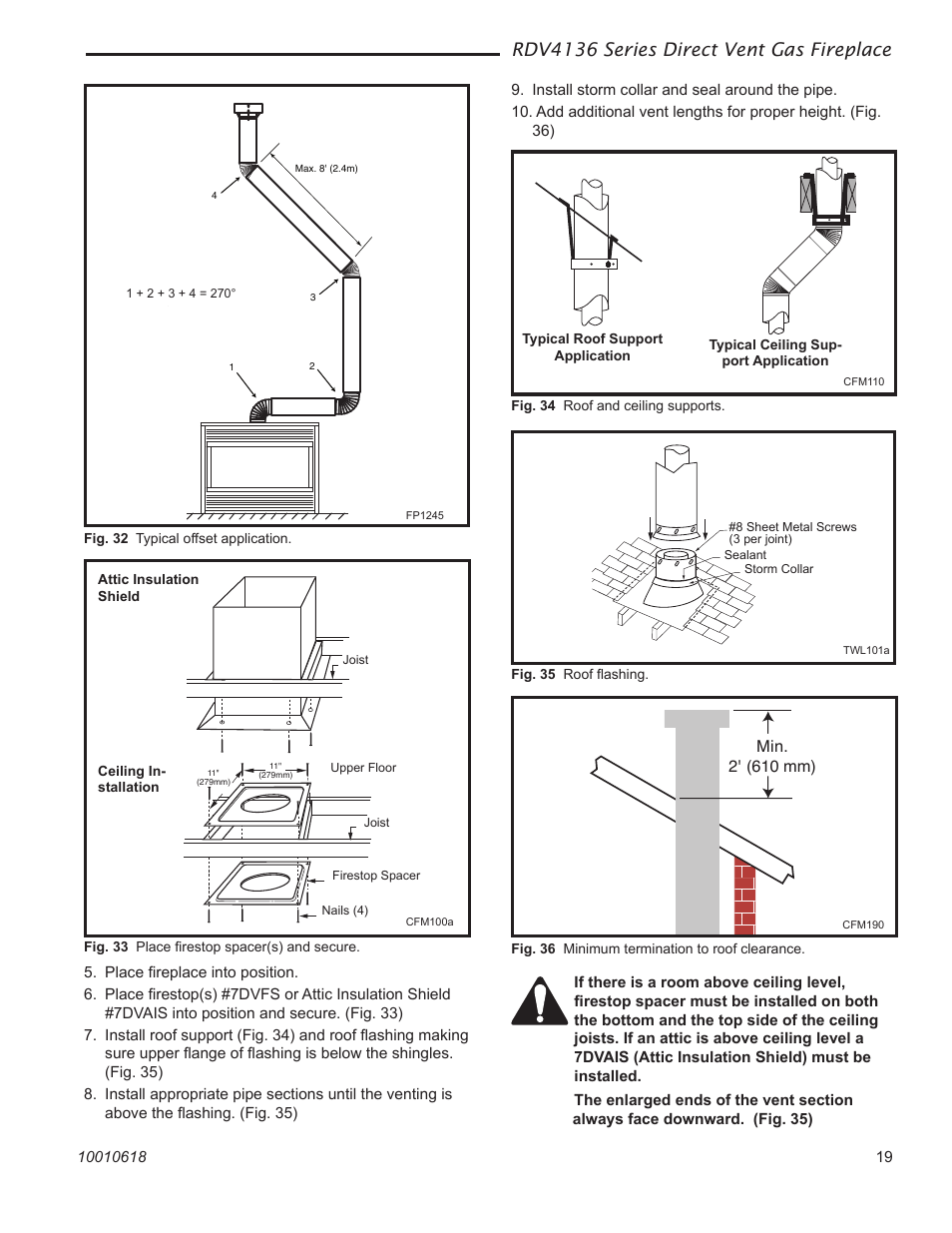 Rdv4136 series direct vent gas fireplace, Min. 2' (610 mm) | Majestic Appliances RDV4136 User Manual | Page 19 / 40
