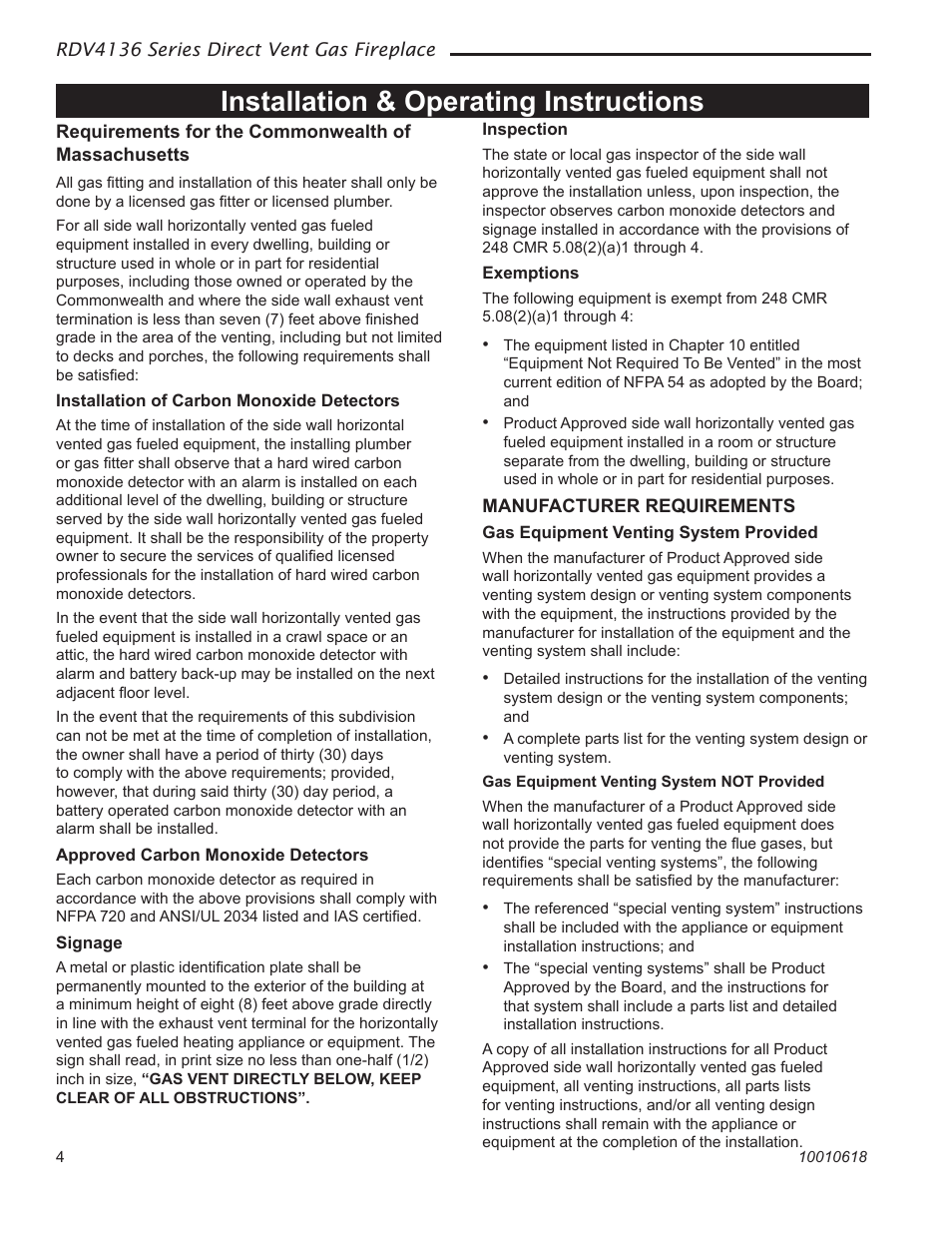 Installation & operating instructions | Majestic Appliances RDV4136 User Manual | Page 4 / 40