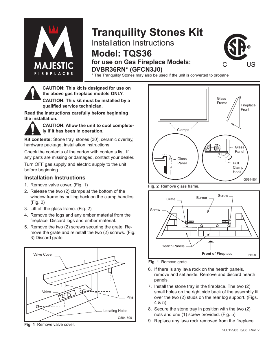 Majestic Appliances TQS36 User Manual | 8 pages