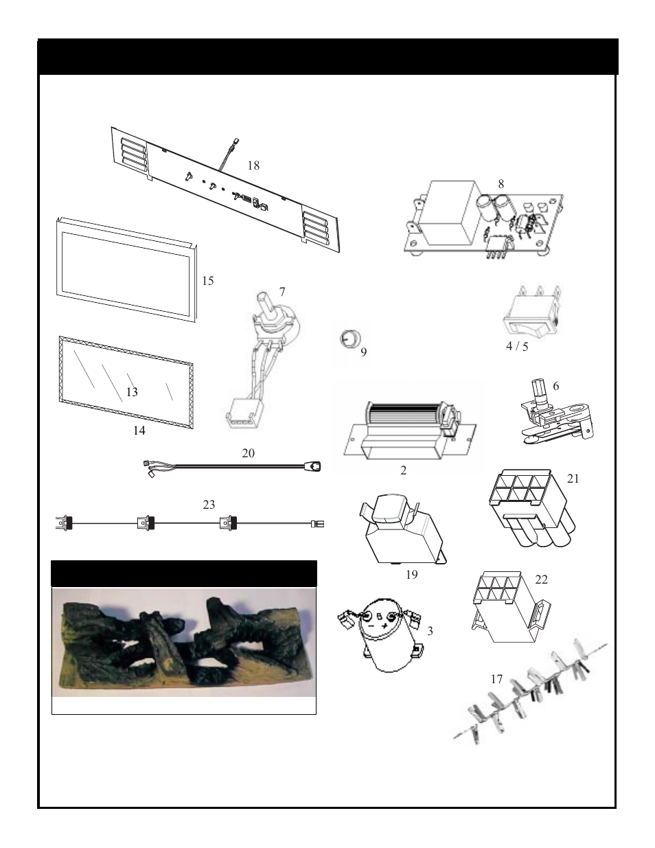 Replacement parts - electric fireplace | Majestic Appliances HE32EF User Manual | Page 10 / 21