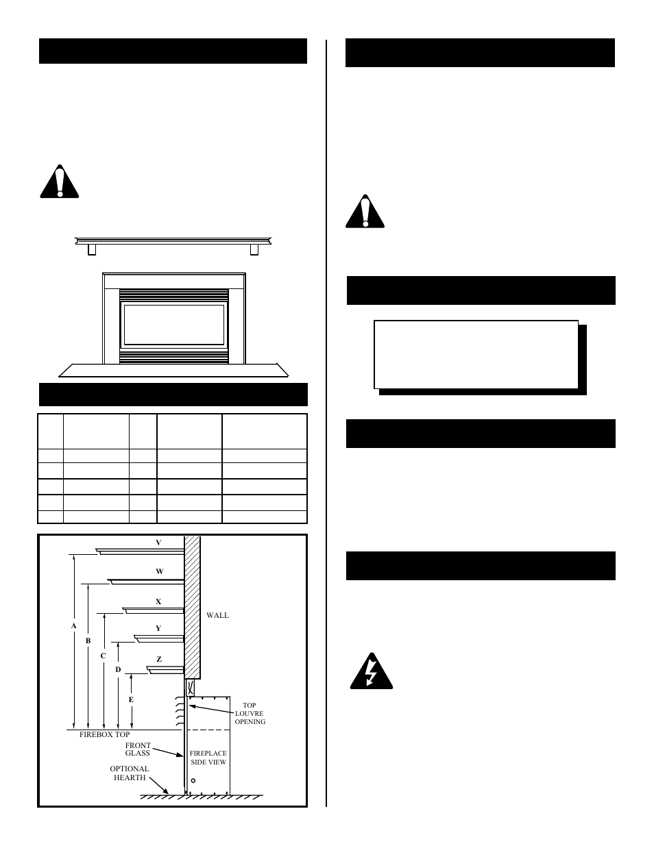 Clearance to combustibles, Final finishing, Hearth | Mantels, Framing & finishing, Mantel chart | Majestic Appliances HE32EF User Manual | Page 5 / 21