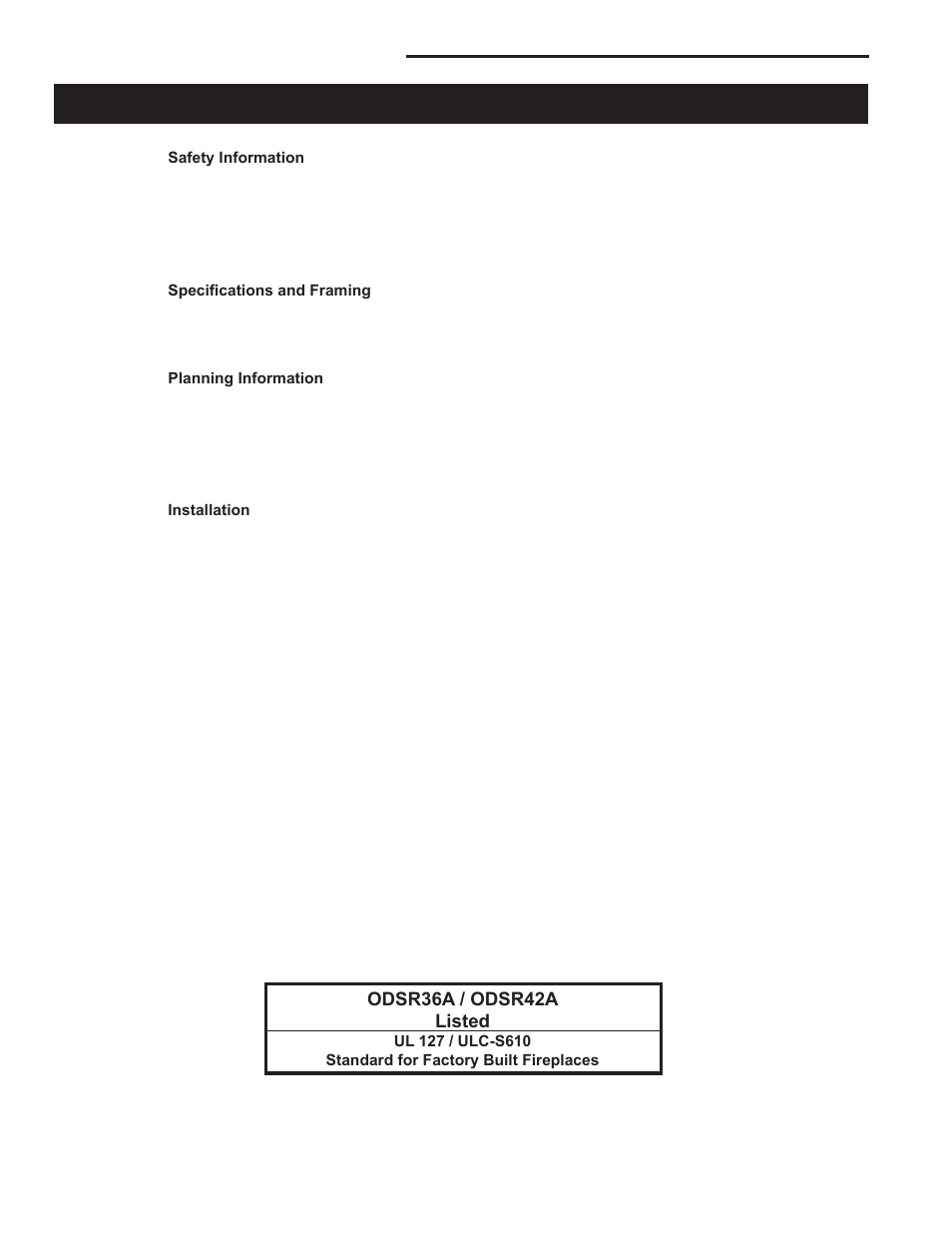 Majestic fireplaces, Odsr series "a | Majestic Appliances ODSR36A User Manual | Page 2 / 24
