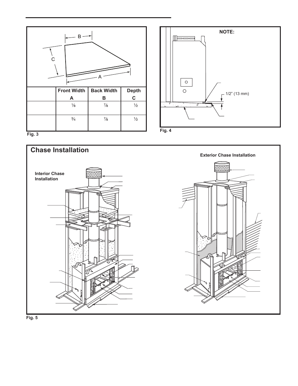 Majestic fireplaces, Odsr series "a, Chase installation | Majestic Appliances ODSR36A User Manual | Page 5 / 24