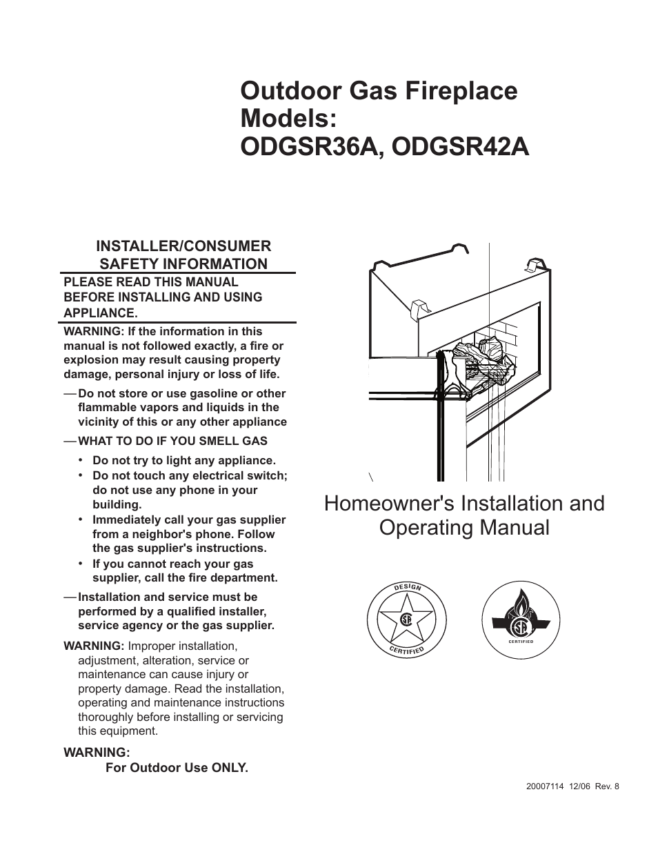 Majestic Appliances ODGSR36A User Manual | 20 pages