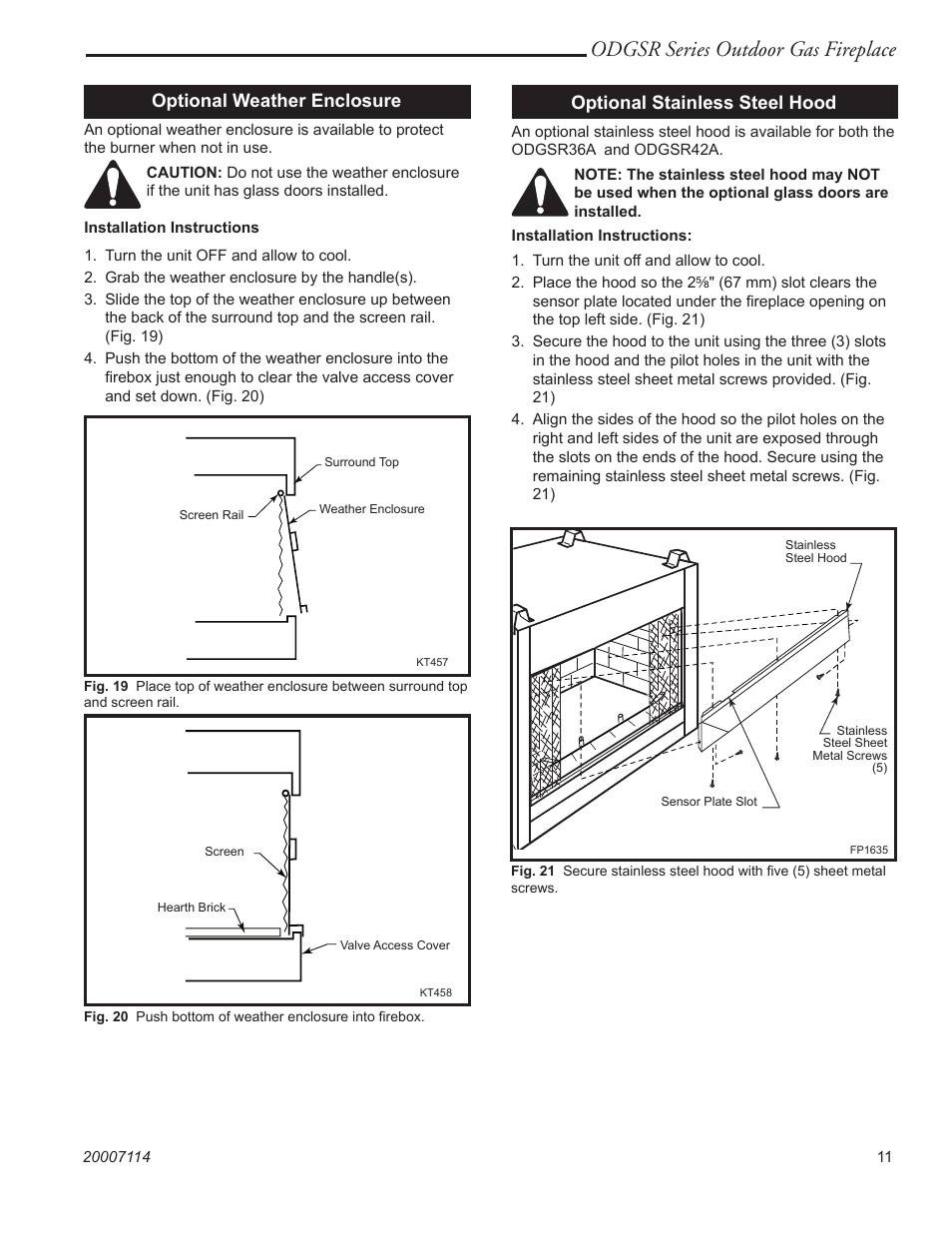 Odgsr series outdoor gas fireplace | Majestic Appliances ODGSR36A User Manual | Page 11 / 20